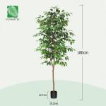 Ficus Benjamina , 180 cm, groot, met natuurhouten stam, kamerplant, kunstboom in pot, voor thuis, kantoor, balkon, decoratie (2 stuks)