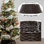 Vordekorierte Künstliche Weihnachtsbäume, Weihnachtsbaumschmuck, Rattan-Baumrock-Zubehör, Hochwertiger Kiefernbaum mit Scharnier(210cm/7ft)