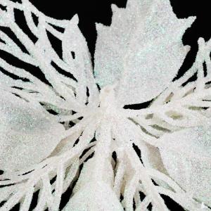 12 stuks glitter kerstster bloemen met 6 stuks glitter kerststrikken decoratie kerstboomversiering kerstdecoratie voor kerstboom Nieuwjaar decoraties