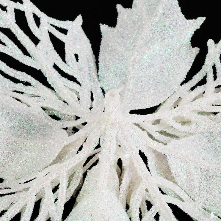12 stuks glitter kerstster bloemen met 6 stuks glitter kerststrikken decoratie kerstboomversiering kerstdecoratie voor kerstboom Nieuwjaar decoraties