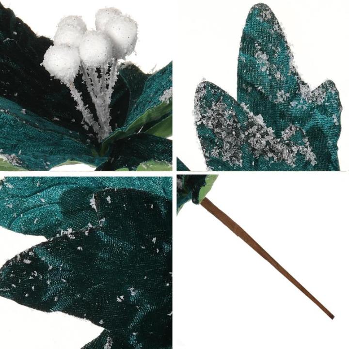 Große Weihnachtsblumen, 30cm, 6 Stück, künstliche Weihnachts Blumen Samt, Weihnachtsbaum Blumen Ornamente, gefaltet, für Weihnachtsdekoration, Neujahr,Hochzeit ﻿ (Schwarzgrü