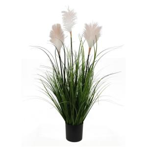 Kunstgras, kunstgras, decoogras, kunstplant, kamerplant, groene plant, kunstmatige plant, decoratie, in zwarte pot, zeer realistisch, groen (90 cm - artikelen. MN-KP-2228)