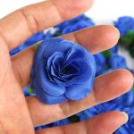 Kunstbloemkoppen, 50 stuks, kunstbloemen, rozen, voor bruiloft, feest, decoratie, doe-het-zelf (diameter 4 cm, blauw)