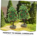 2 Sätze Obstbaum-Modell Baumförmiges Dekor Obstbaumspielzeug Architektur Gefälschte Bäume Simulationsbaumverzierungen Mini- Sandkasten-miniaturen Green Plastik 2 Stück * 2