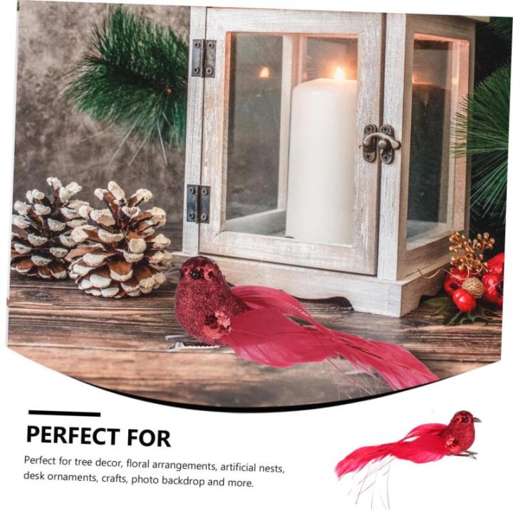 4 Stück Künstlicher Vogel Weihnachtssimulation Vögel Clip Weihnachtsvogel-Clip Vogelschmuck Im Freien Weihnachtsvogelfiguren Hängende Verzierung Der Weihnachtsvögel Schaum Rot