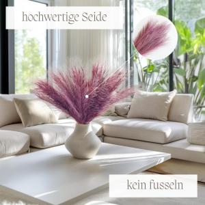Kunstpampasgras, klein, kleur rood, 5 stelen, 55 cm lengte, kunstmatig pampasgras, woonkamer, droogbloemen voor slaapkamer, bruiloft, boho-decoratie