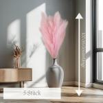 Kunstpampasgras, kleur roze, 5 stelen, 100 cm lengte, kunstpampasgras woonkamer, droogbloemen voor slaapkamer, bruiloft, boho decoratie