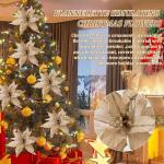 6pcs Poinsettia Blumen künstlich 11 Zoll lebensee Weihnachtsblumen weiche künstliche Blumen mit Glitzerpulver für Weihnachten Neujahrsfeierdekorationen, leichte Gold, Weihnachts
