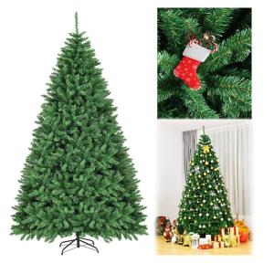 Kunstkerstboom, 180/225/275 cm, dennenboom met metalen standaard, kunstboom kerstklapsysteem, pvc-naalden, ideaal voor thuis, kantoor, winkels en hotels, groen (225 cm)