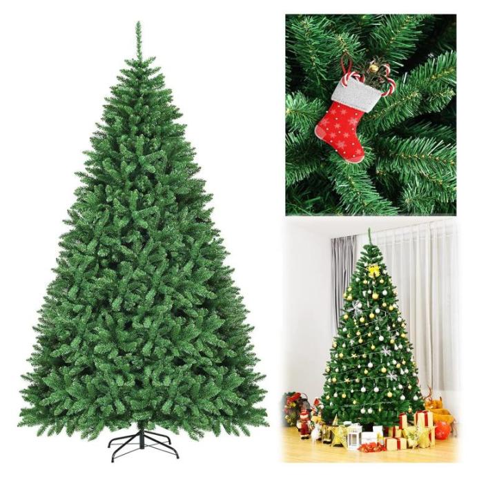 Kunstkerstboom, 180/225/275 cm, dennenboom met metalen standaard, kunstboom kerstklapsysteem, pvc-naalden, ideaal voor thuis, kantoor, winkels en hotels, groen (275 cm)