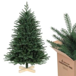 Kunstkerstboom, 120 cm met houten standaard, PE natuurgetrouwe spuitgietelementen en pvc, Nordmann-spar, kunstkerstboom van 1,2 m (Ø 86 cm)