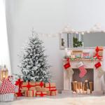 Kunstkerstboom, 135 cm, dennenboom met 160 ledlampen en sneeuw, 8 transformatiemodi, kerstboom met dichte takken