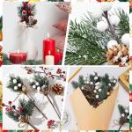 Kunstbessen, 10 stuks decoratieve takken met bessen, kerstbessen, bessenprikkers, hulstbessentakken, kerstbessenstelen, voor kerstboom, krans, arrangement, woondecoratie, wit