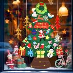 Vilten kerstboom voor kinderen, 3.3FT DIY muur opknoping kerstboom set, kinderen vilten kerstboom met 30 ornamenten en 5 m licht touw, ideaal voor thuis deur raam decoratie
