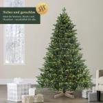 Kunstkerstboom 180 cm met warme LED-verlichting en houten standaard, PE spuitgietwerk en PVC dennenboom (Ø ca. 120 cm) met snelopbouw-klapsysteem