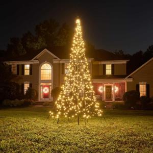 Led-kerstboom voor buiten, 4 meter, 640 leds, inclusief mast, warm wit met twinkle
