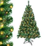 180cm PVC Kunstkerstboom Kerstboom met LED, met metalen standaard, voor Kerstdecoratie, Groen