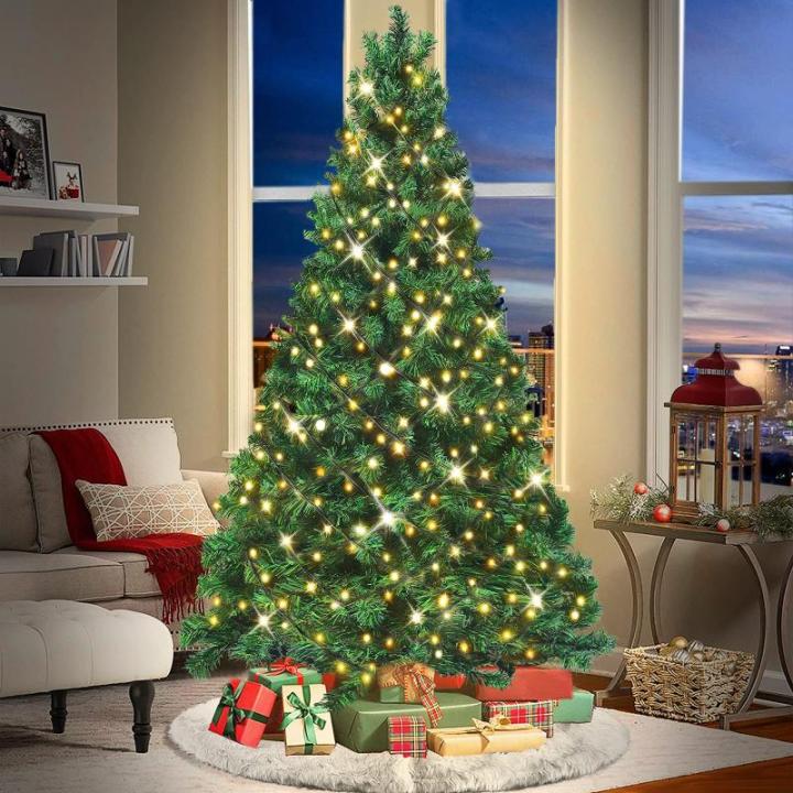 Kunstkerstboom met verlichting, 150 cm, pvc, kunstkerstboom met 180 leds en standaard, kunstkerstdecoratie, groen