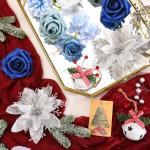 Künstliche Weihnachtsblumen, Mischung aus Seidenblumen, künstliche Rosen mit Stielen für selbstgemachte Hochzeit, Brautsträuße, Tischdekoration, Heimdekoration.