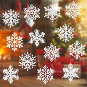 20 stuks sneeuwvlokken kerstboomdecoratie, kerstboomversiering, sneeuwvlokken, witte sneeuwvlokken, kerstboomversiering, hangende ornamenten voor kerstdecoratie