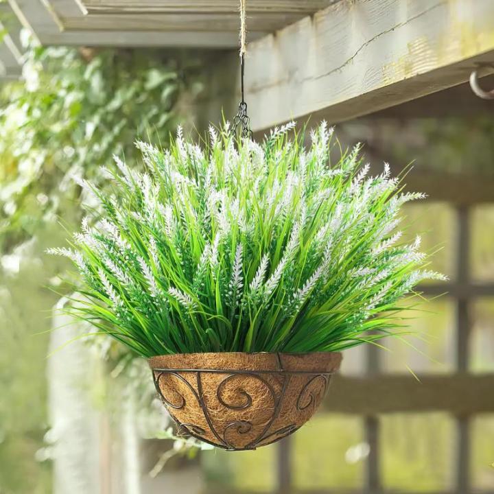8 bundels , lavendel, outdoor, kunstbloemen, zoals echt weerbestendig, uv-bestendig, struiken, namaakbloemen, kunstbloemen, kunstbalkonplanten, decoratie voor tafel, raam,