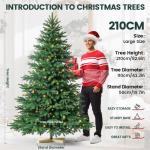 Nordmann Kunstkerstboom, pvc en PE, 210 cm, kunstdennenboom met houten standaard, verlichting led, vlamvertragend, automatische kerstboom, natuurgetrouwe kunstkerstboom