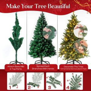 KLASS 1,2 m Weihnachtsbaum 400 Spitzen üppiger Weihnachtsbaum Premium PVC Realistischer Künstlicher Weihnachtsbaum mit Metallständer Grüne Weihnachtsbäume in 1,2 m, 1,5 m, 1,8