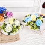 5 x Hochzeits-Blumenringe, Kerzenhalter, künstliche Rosenblumen, Kränze für Tafelaufsätze, Tisch-Party-Dekorationen