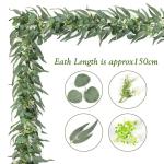 Kunstmatige eucalyptus met wilgenbladeren, slinger, 2 stuks, kunstgroene bladerenslinger, tafelslinger, namaak-klimop, hangplant, wijnstokken, kunstplant voor bruiloft, muur, tafel