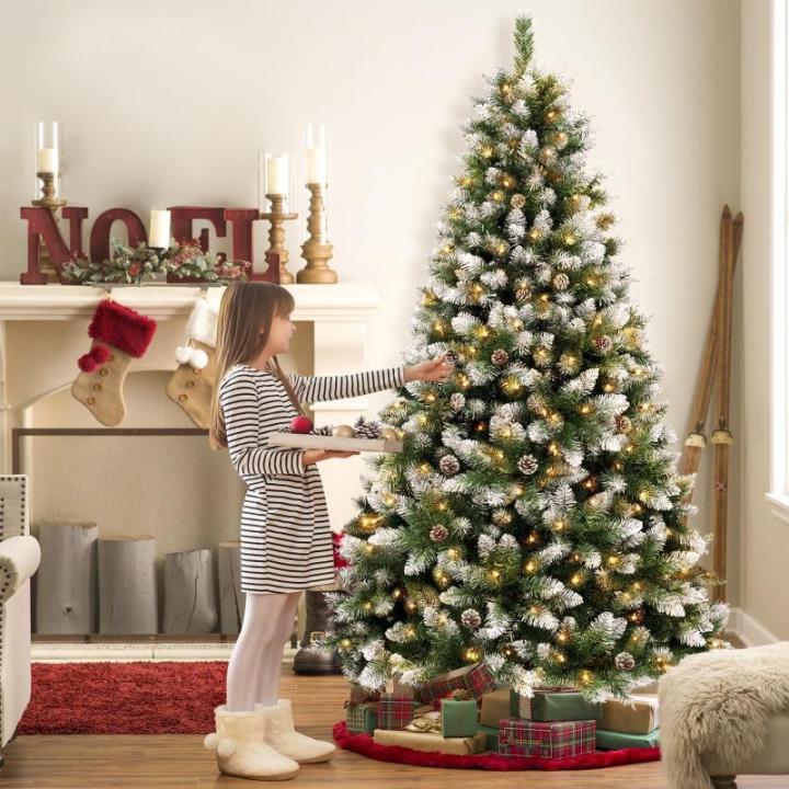 Kunstkerstboom, plastic kerstboom, dennenboom, kunstkerstboom, snel op te bouwen, kunstkerstboom, kerstboom, kunstkerstboom, Nordmann-spar kunststof, groen met sneeuw, 180 cm
