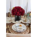 Kunstbloemen als echte kunstmatige hortensia, rode decoratieve bloemen met bessen, in zwarte keramische vaas, bloemstuk voor kantoor, woonkamer, badkamer, herfst, decoratie