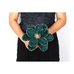 große Glitzer-Weihnachtsblumen, 6 Stück, künstliche Magnolien-Blumen, Samt, gefaltet, Weihnachtsbaum, Blumen, Dekorationen, Weihnachtsbaum, Neujahr Home Ornamente (Grün)