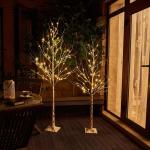 Kerstboomtakset van 1,5 m, 1,5 m, berkenboom met warme witte leds, timer, netvoeding, met waterdichte adapter voor buiten en binnen, kerstdecoraties