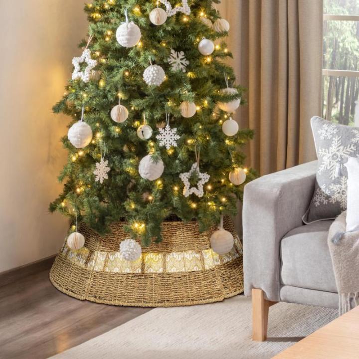 Kerstboom kraag boerderij kerstboom decoraties boom rok kerstboom basis ring (champagne)