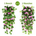 2 stuks kunstmatige blauweregen wijnstok kunstmatige hangende bloemen nepplanten voor tuin hek balkon buiten binnen decoratie (rozengroen, 90 cm)