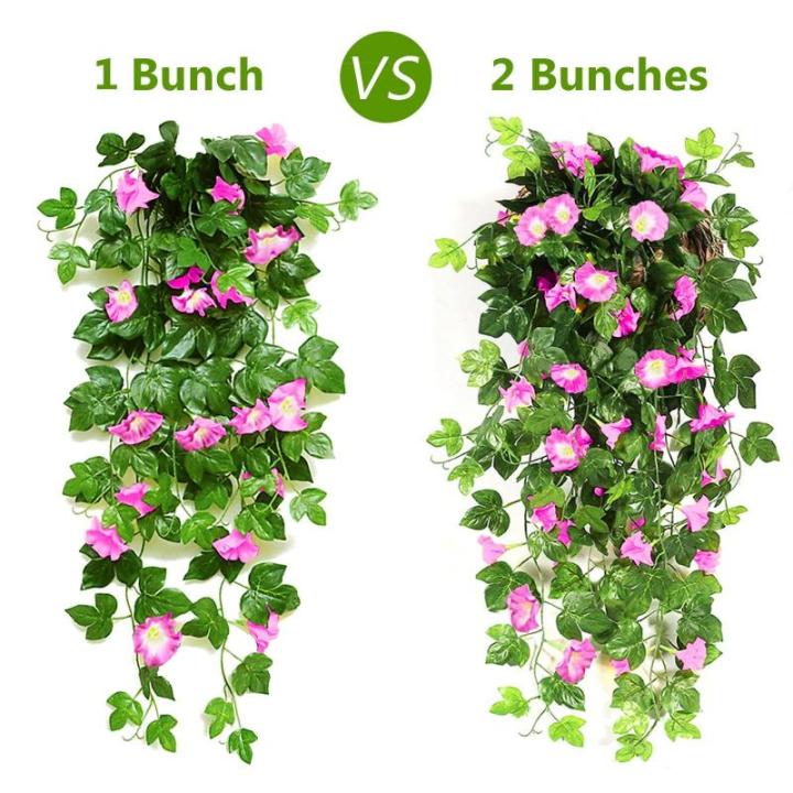2 stuks kunstmatige blauweregen wijnstok kunstmatige hangende bloemen nepplanten voor tuin hek balkon buiten binnen decoratie (rozengroen, 90 cm)