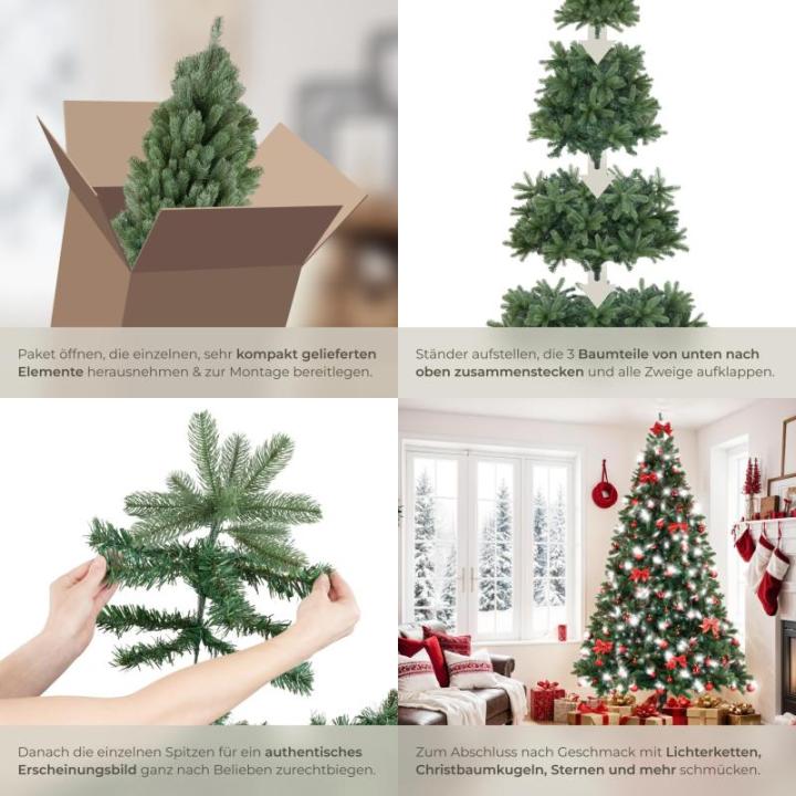 Kunstkerstboom, natuurgetrouwe spuitgiet- en pvc-naalden, flexibele kunstdennentakken, kunstkerstboom met metalen standaard, kerstdecoratie, 230 cm