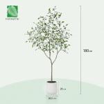 Ficus Benjamina Kunstplant 180 cm, witte pot, nep tropische plastic , groot voor woondecoratie, slaapkamer, tuin (1 stuks)
