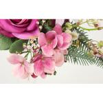 Kunstblumen-Strauß Rosen Lilien Hortensie 35cm 2er Set Blumensträuße Seidenblume Dekoblume Bouquet Hochzeit Blume Mittelstück Tischdeko unecht Grableger Grabschmuck Aufleger Gr