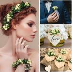 144 stuks , stofblaadjes om te knutselen, , kleine decoratie, bloemen, stofblad met bladeren, bloemenstempel, stoffen bloemen voor bruiloft, feest, uitnodiging, gastgeschenk, melkw