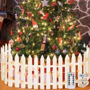 Witte kunststof omheining, 24 stuks, kerstboomomheining, grens van kunststof, kerstboomomheining voor kinderen, wit, kunststof, lattenhek, decoratie, voor Kerstmis, bruiloft, feest