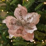 6 stuks kerstbloemen, glitterbloemen, kerstdecoratie, kerstboomversiering voor kerstboom, kerstkrans, bruiloft, tuin, Nieuwjaar (rood, 6 stuks)