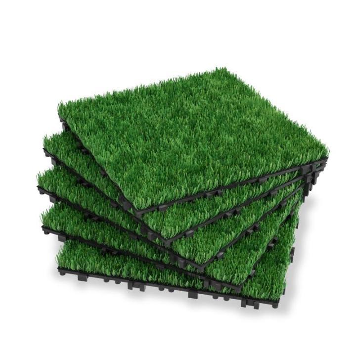 Kunstgras voor buiten, 55-delige set, 5 m², 30 x 30 cm, vloerbedekking van PE, 40 mm poolhoogte, grastapijt met drainagefunctie, grastapijt, kunststof kunstgrastapijt gazontapijt