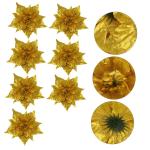 14 STK Künstliche Blumen Weihnachtsglitzerblume Stoff Weihnachtsstern Blumen Gold Kunstblumen Zur Dekoration Glitzerblumen Kuchendekorationen Weihnachtsglitter Große Kugeln Sport