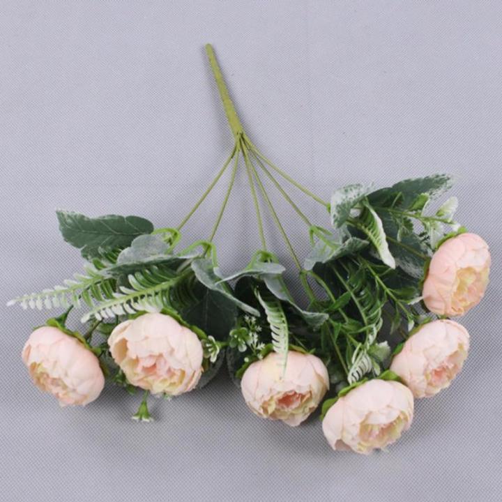 Kunstbloemen, 12 stuks, kunstbloemen, boeketten voor tuin, feest, kantoor, decoratie, bruid, bruiloftsboeket, roze decoratie 1004