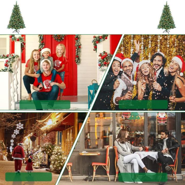 Kunstkerstboom met verlichting, dennenboom, groen, pvc, met sneeuweffect, met dennenappels, kerstdecoratie met metalen standaard