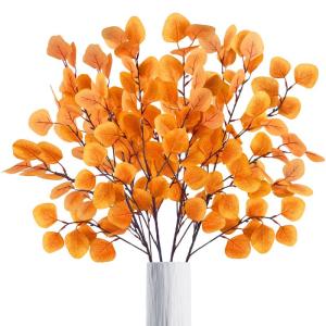 4-delige eucalyptus decoratie kunstherfstbladeren takken, kunstbloemen herfstbloemen herfstbloemen kunstbladeren, herfsttakken herfstbladeren decoratieve takken geel voor herfstdec