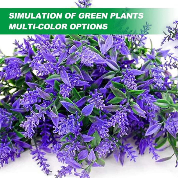 Kunstmatige lavendel bloemen, 8 bundels nep decoratieve bloemen buiten kunstmatige lavendel plant boeket plastic faux bloem voor tuin