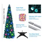 Kerstboom, inklapbaar, 152 cm, openklapbaar, blauwe lametta, kustkerstboom voor feestdagen, kerstdecoratie, woondecoratie, kantoordecoratie
