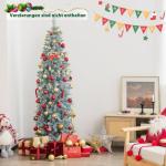 Kunstkerstboom, 180 cm, dennenboom met ledverlichting, slanke kerstboom met veelkleurige lichten, kunstboom met metalen standaard, voor Kerstmis, groen + wit
